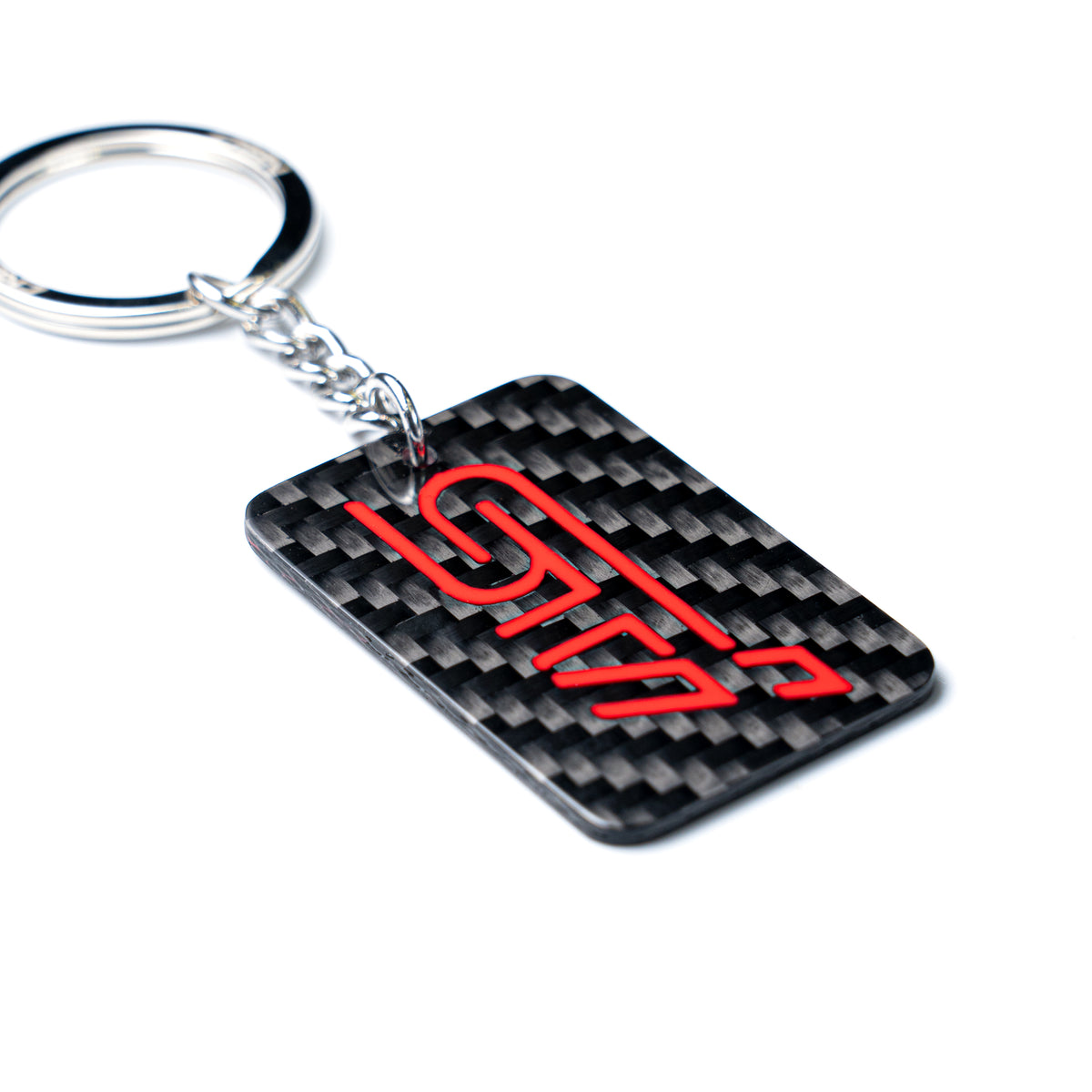 STI Logo Keychain – CRBN Fiber